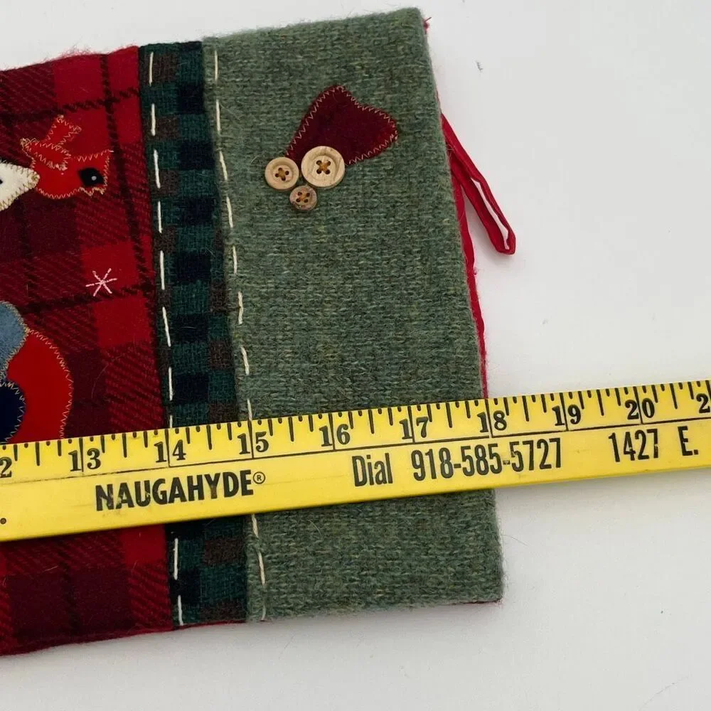 DAN DEE Collectors Choice Christmas Stocking Red Green 3D Snowman Applique Plaid